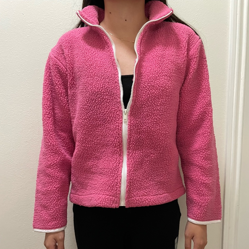 Pink teddy bear wool jacket